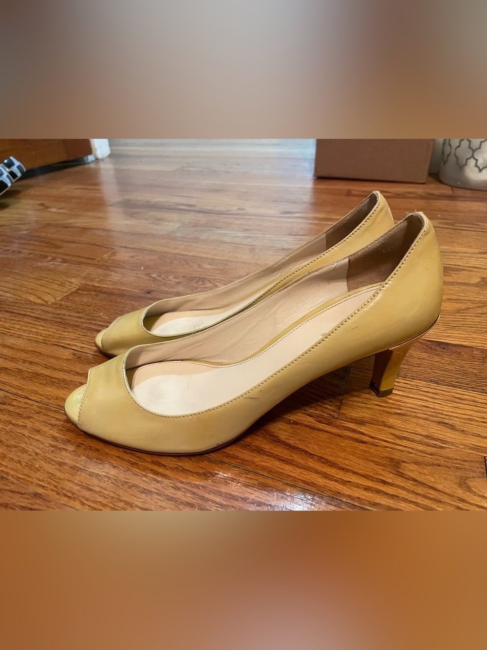 Womens yellow Prada kitten heels size 38
